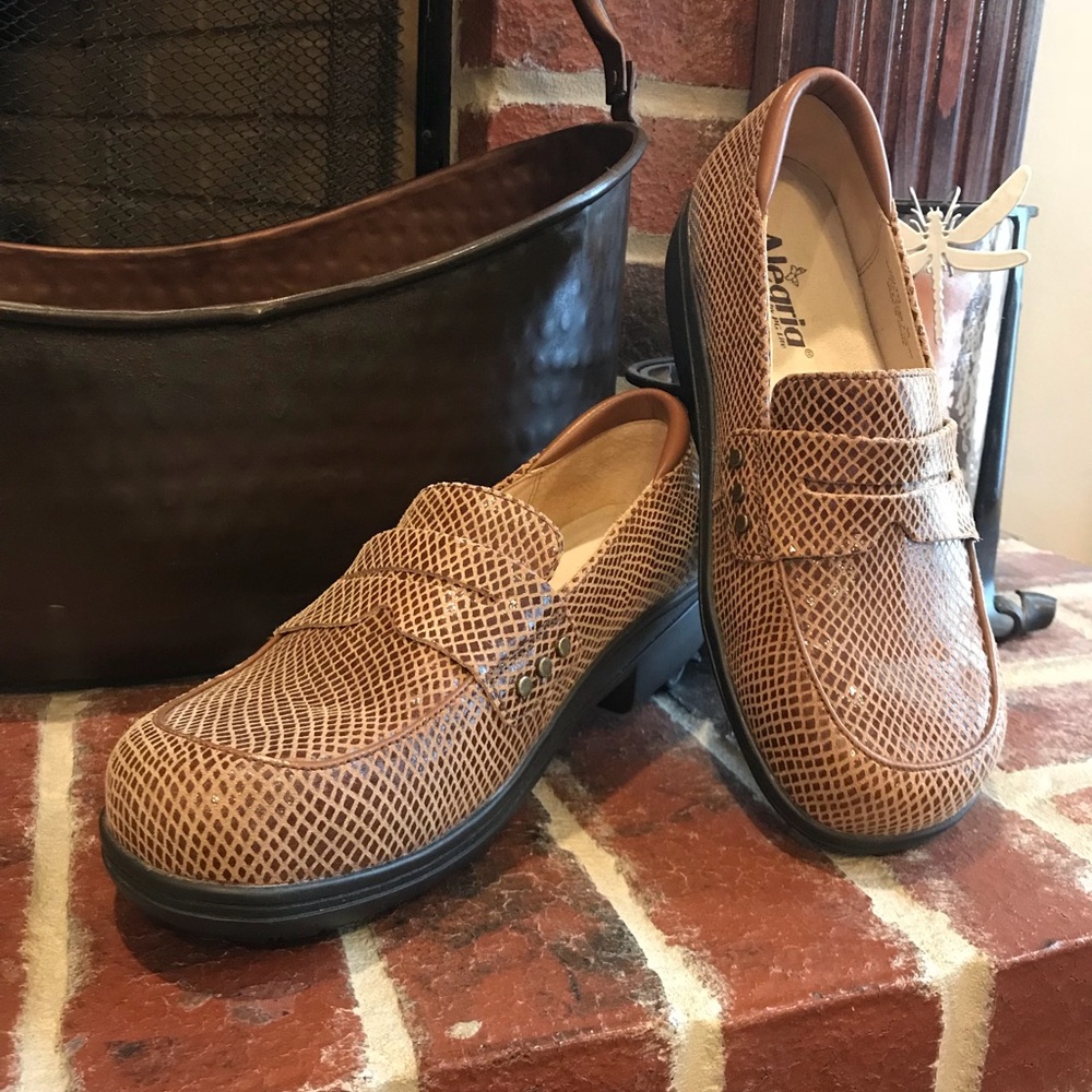 Tan and brown Alegria shoes